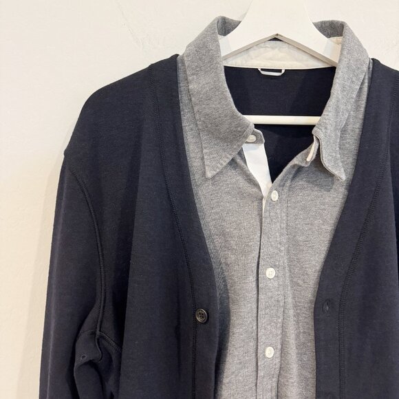 Kit + Ace Mens Layered Button Open Front Knit Cardigan Sweater Preppy Academia - Picture 2 of 8